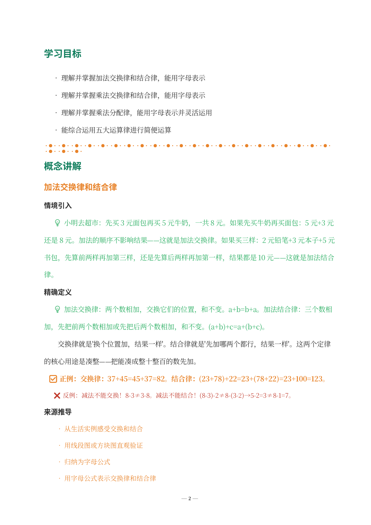 学习目标与加法运算律